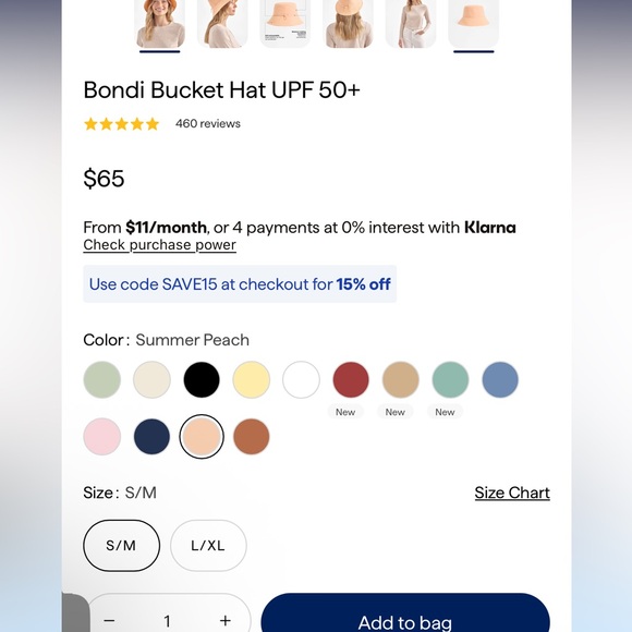 NWT I Solbari Women’s Peach Bucket Hat I Size S/M - Picture 6 of 12